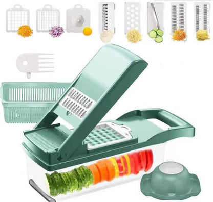 Experience culinary mastery with our 12 In 1 Manual Vegetable Slicer. From zoodles to garnishes, explore endless possibilities. Elevate your kitchen today